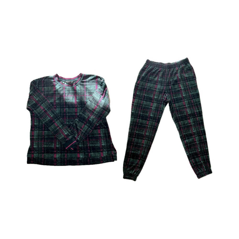 Simply Vera Vera Wang Women’s medium pink and green stripes plaid pajama set